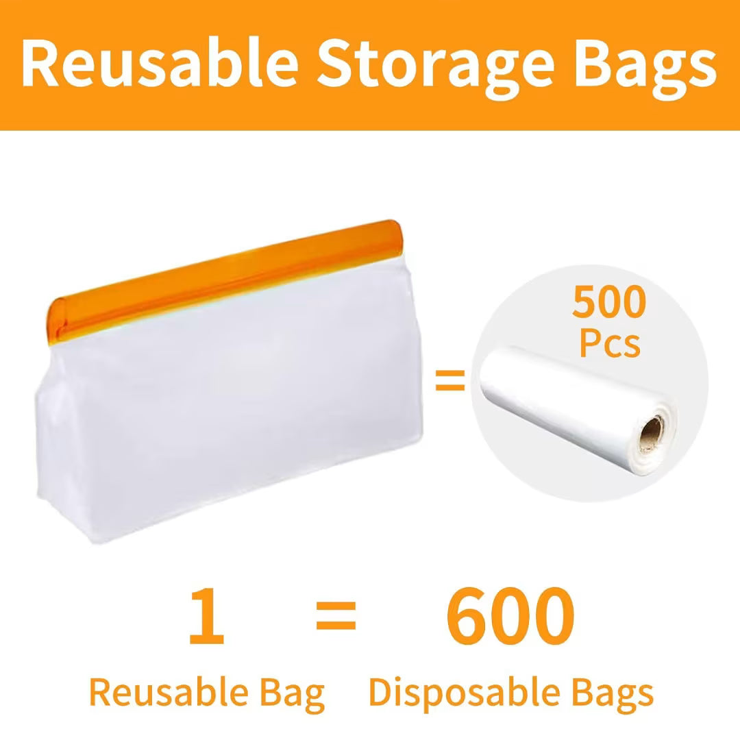 3-Piece Reusable Silicone Zip Lock Food Storage Bag Set – Leakproof, BPA-Free & Freezer Safe