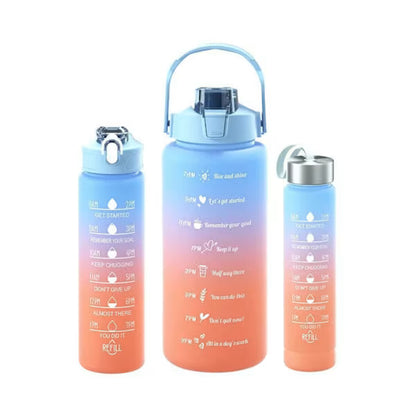 3-Piece Motivational Water Bottle Set – 2L, 750ml & 300ml Leakproof BPA-Free Hydration Bottles