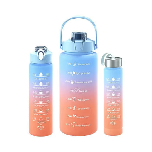 3-Piece Motivational Water Bottle Set – 2L, 750ml & 300ml Leakproof BPA-Free Hydration Bottles