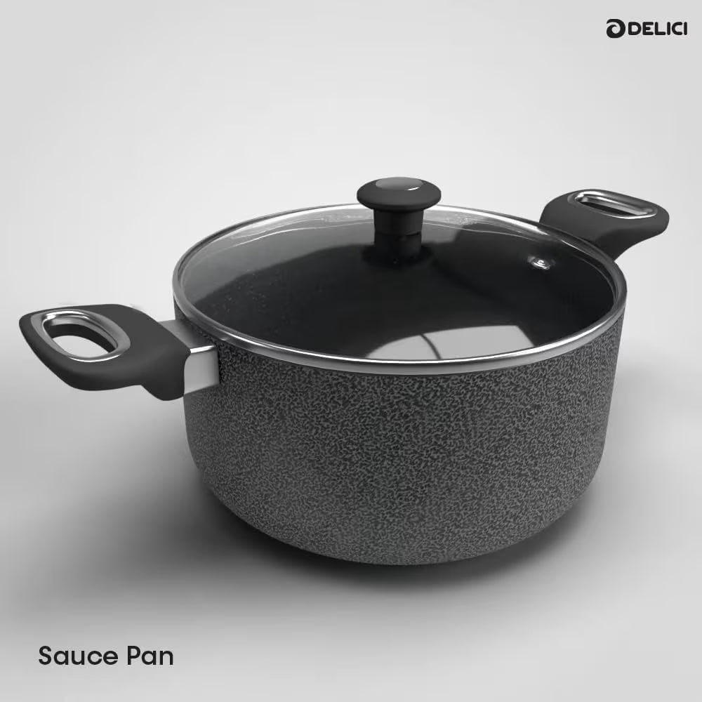 10-Piece Nonstick Granite Cookware Set with Glass Lids – DELICI ACS10HE