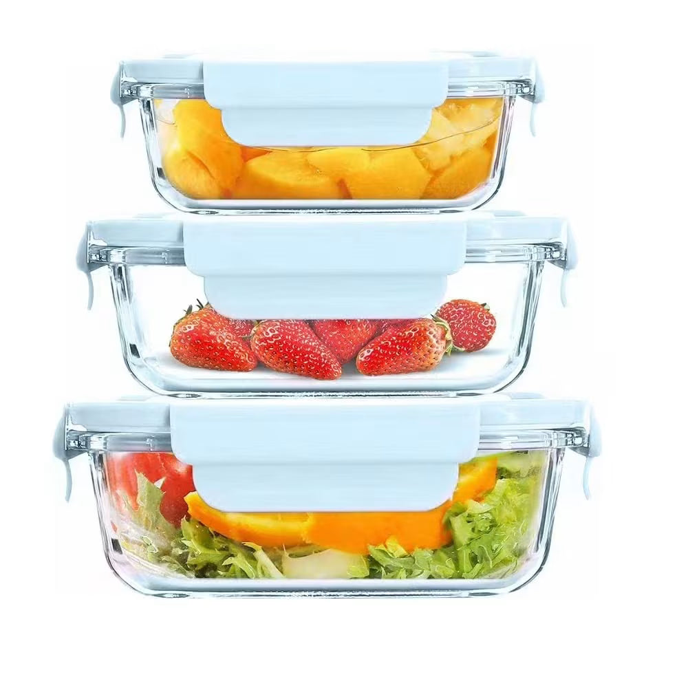 3-Piece Glass Meal Prep Containers & Lunch Box Set – Leakproof, BPA-Free, Microwave & Oven Safe