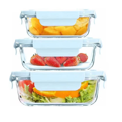 3-Piece Glass Meal Prep Containers & Lunch Box Set – Leakproof, BPA-Free, Microwave & Oven Safe