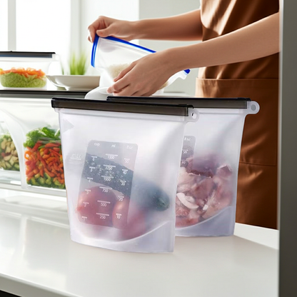 Reusable Silicone Zip Lock Food Storage Bag – Leakproof, BPA-Free, Freezer & Microwave Safe