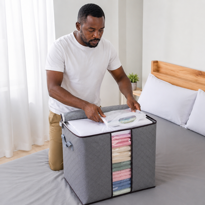 Storage Bag for Clothes & Duvets – Tall Foldable Organizer with Clear Window & Zip Closure