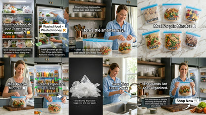 Reusable Silicone Zip Lock Food Storage Bag – Leakproof, BPA-Free, Freezer & Microwave Safe