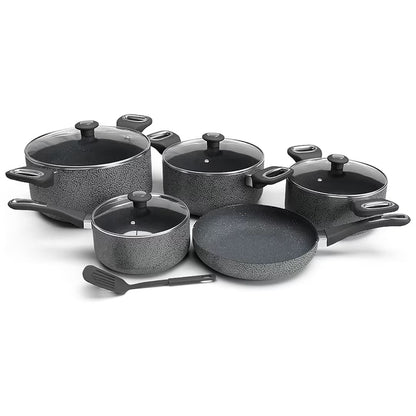 10-Piece Nonstick Granite Cookware Set with Glass Lids – DELICI ACS10HE