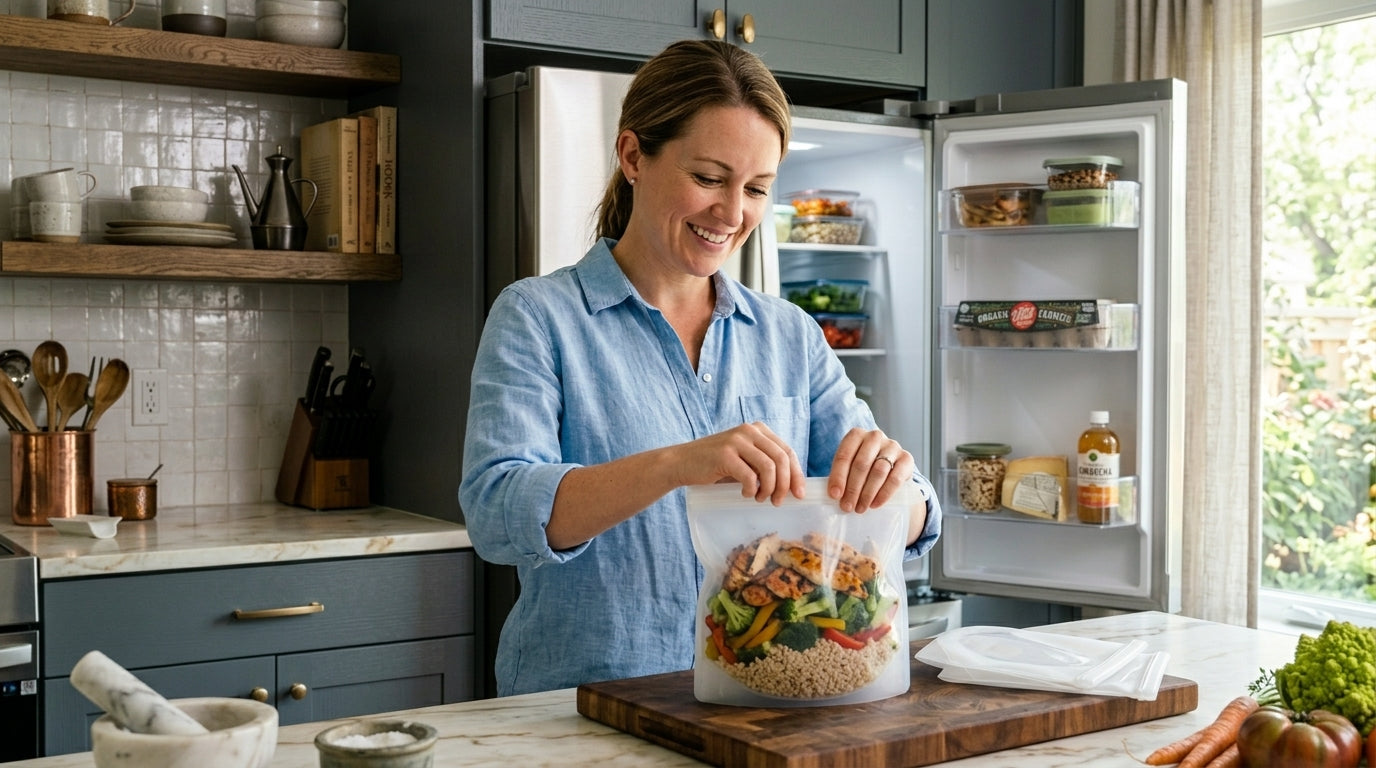 Reusable Silicone Zip Lock Food Storage Bag – Leakproof, BPA-Free, Freezer & Microwave Safe