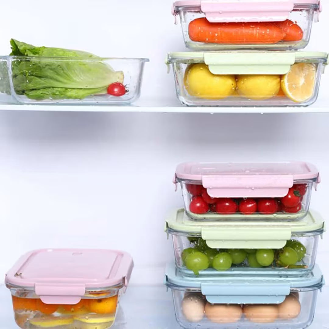 3-Piece Glass Meal Prep Containers & Lunch Box Set – Leakproof, BPA-Free, Microwave & Oven Safe