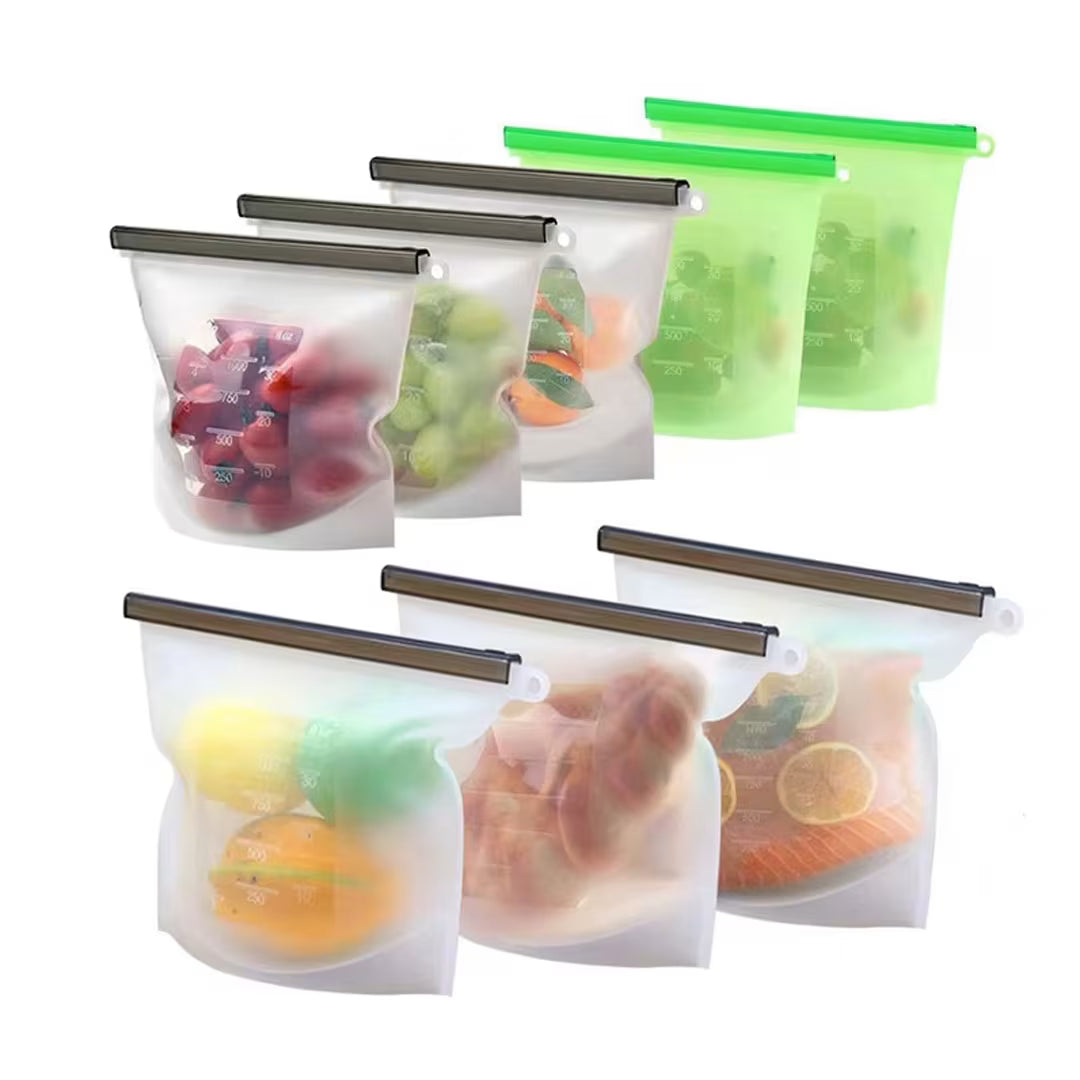 Reusable Silicone Zip Lock Food Storage Bag – Leakproof, BPA-Free, Freezer & Microwave Safe