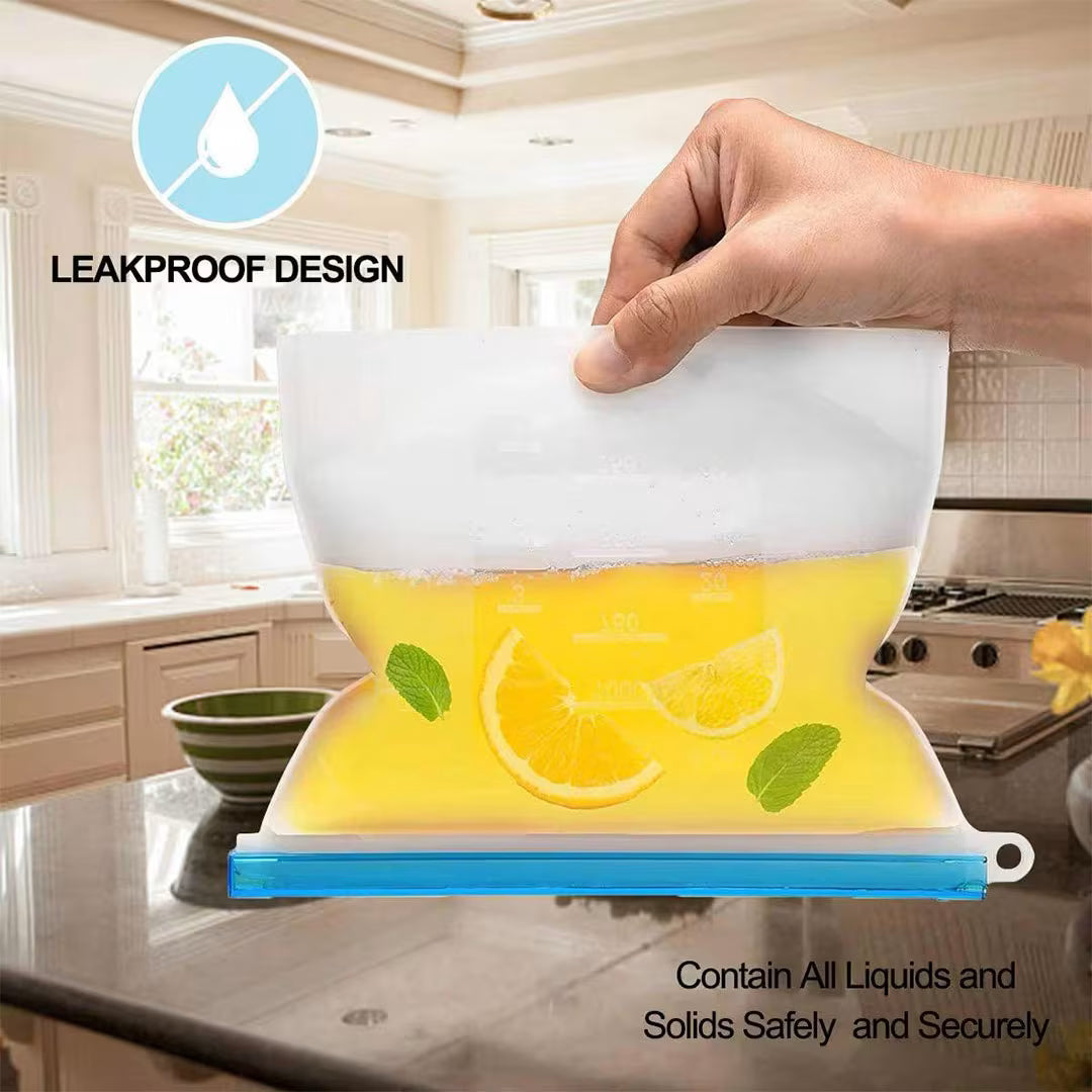 Reusable Silicone Zip Lock Food Storage Bag – Leakproof, BPA-Free, Freezer & Microwave Safe