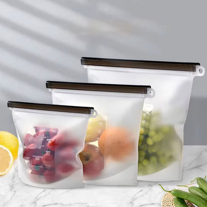 Reusable Silicone Zip Lock Food Storage Bag – Leakproof, BPA-Free, Freezer & Microwave Safe
