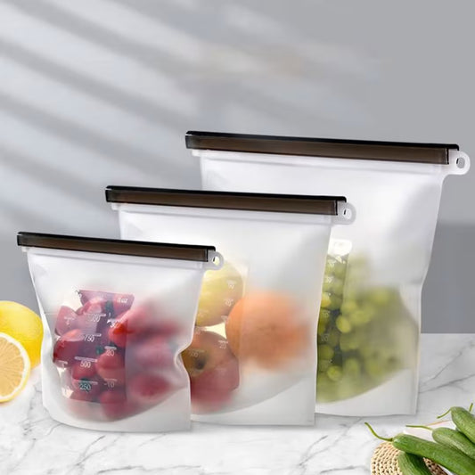 Reusable Silicone Zip Lock Food Storage Bag – Leakproof, BPA-Free, Freezer & Microwave Safe