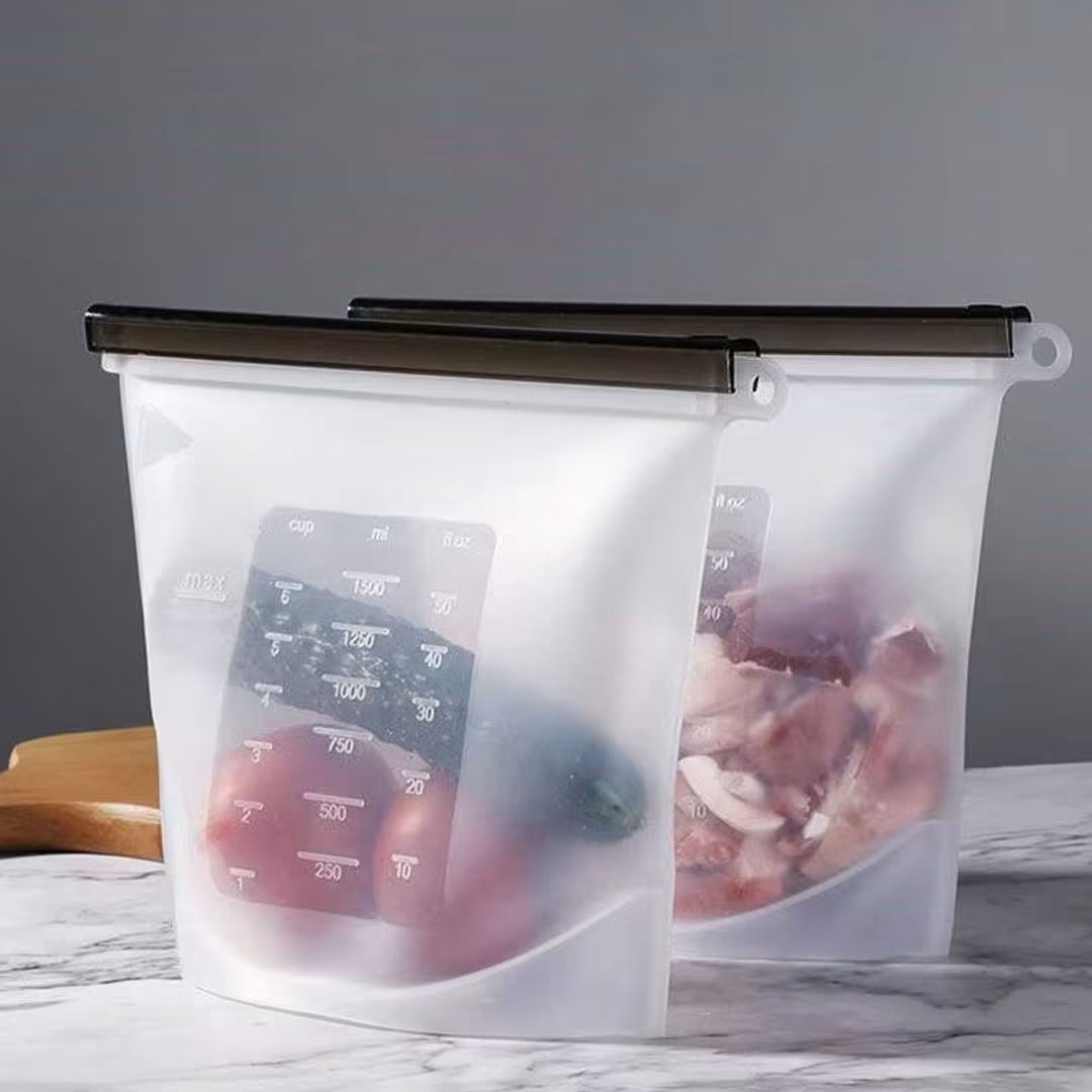 Reusable Silicone Zip Lock Food Storage Bag – Leakproof, BPA-Free, Freezer & Microwave Safe