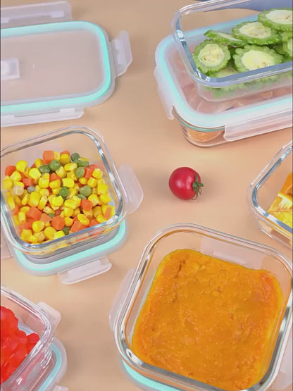 3-Piece Square Glass Lunch Box & Meal Prep Container Set – Leakproof, BPA-Free & Microwave Safe