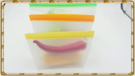 3-Piece Reusable Silicone Zip Lock Food Storage Bag Set – Leakproof, BPA-Free & Freezer Safe